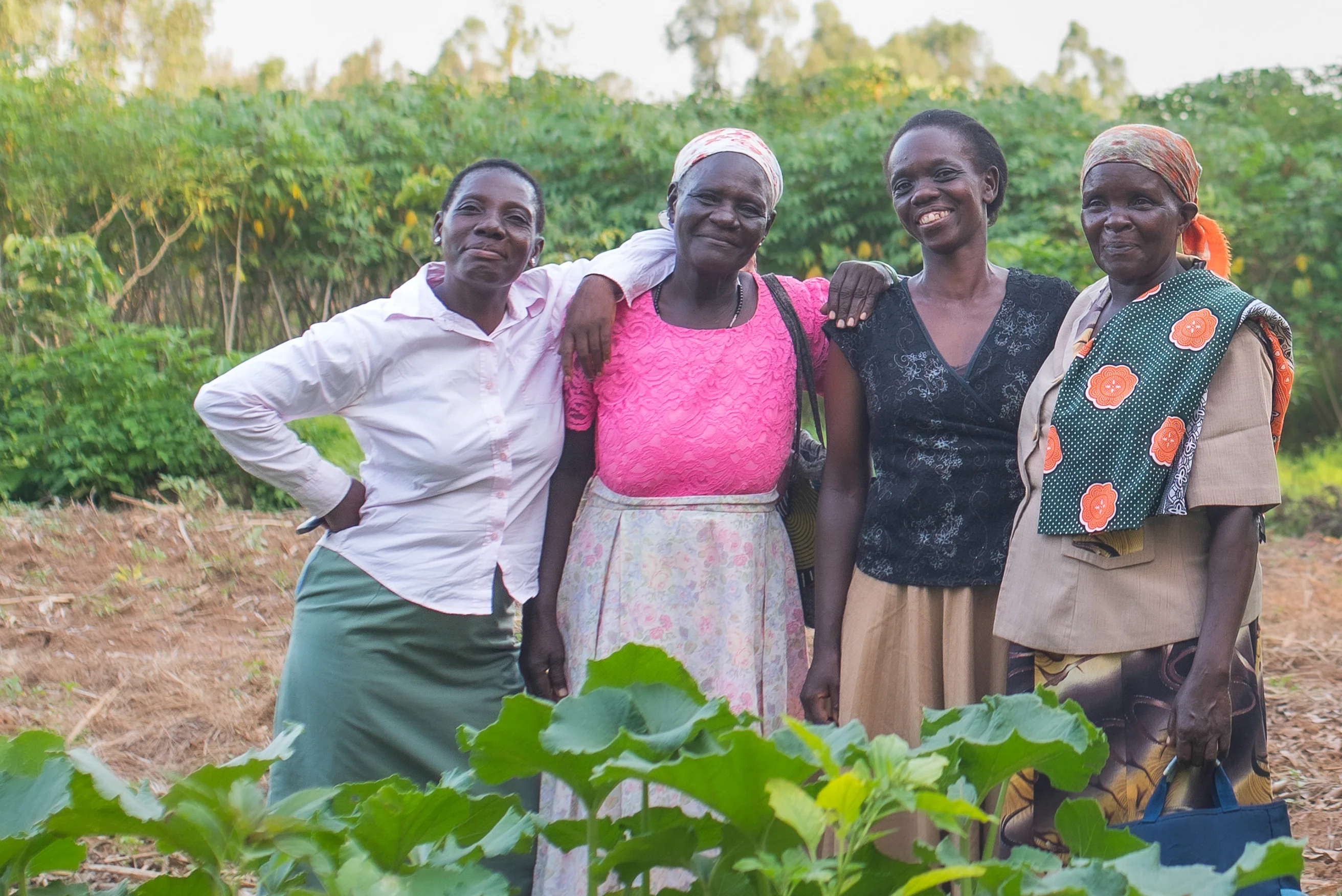 Vier Frauen auf dem Feld in Kenia
